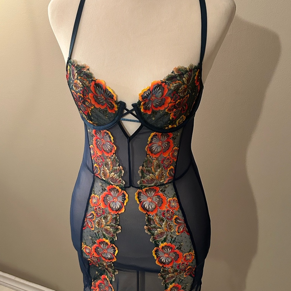 Savage X Fenty Midnight Blue and Fiery Floral Chemise